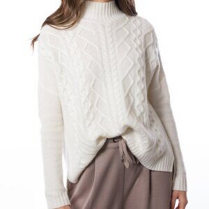 NWT! DongLi - 100% Cashmere Loose Fit Cable Sweater in White - Multiple Sizes